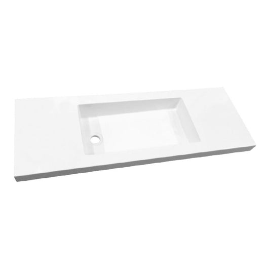 "Slim" wastafel voor meubel 120 cm (ondiep) | Glans wit | 35 cm zonder kraangat